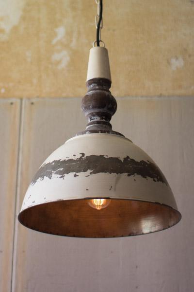 Antique Buttermilk Metal Pendant Light