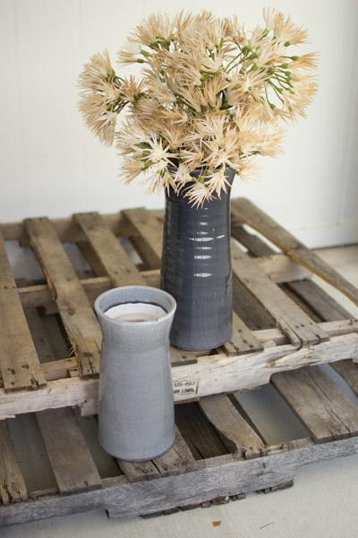 Set Of 2 Grey Ceramic Vases
