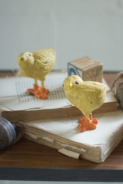Set Of 2 Cast Iron Yellow Chicks