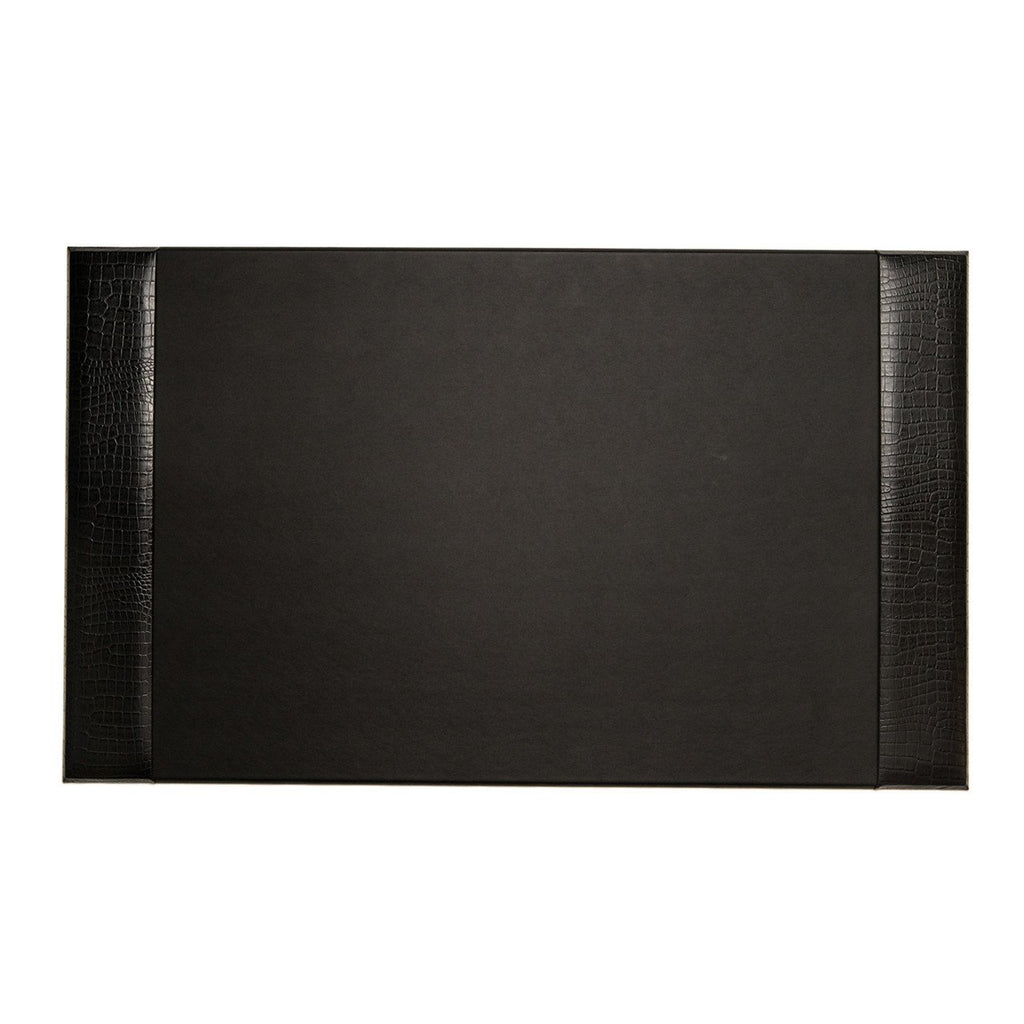 Bey-Berk Black "Croco" Leather Desk Pad
