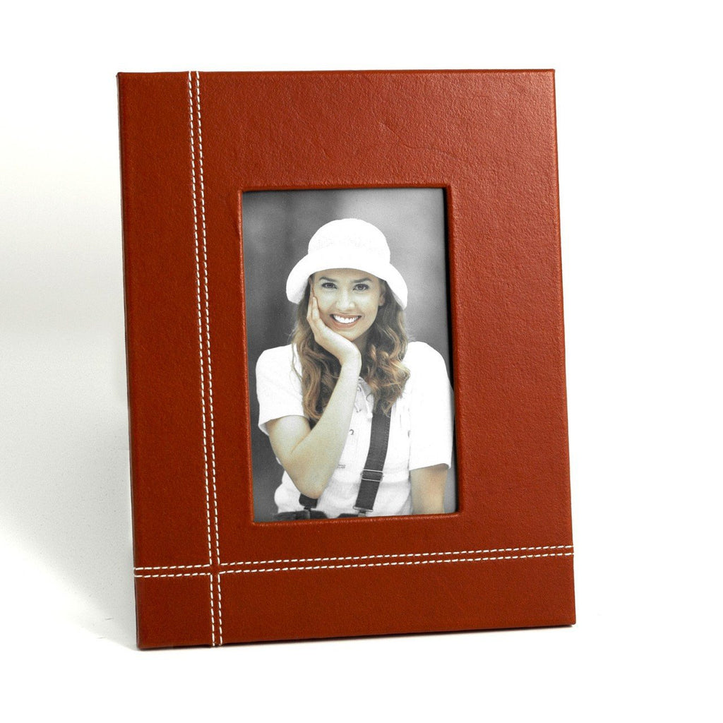 Bey-Berk Saddle Brown Leather Frame 4"X6"