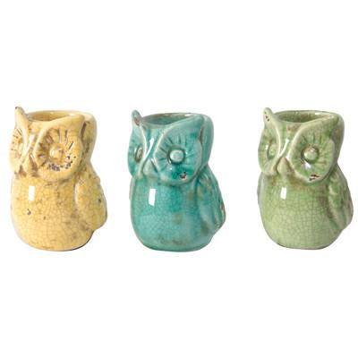 A&B Home Vale Owl Tealight Candle Holder - 3Pc/Box - Set Of 4