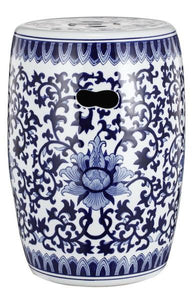 A&B Home 16" White/Blue Garden Stool