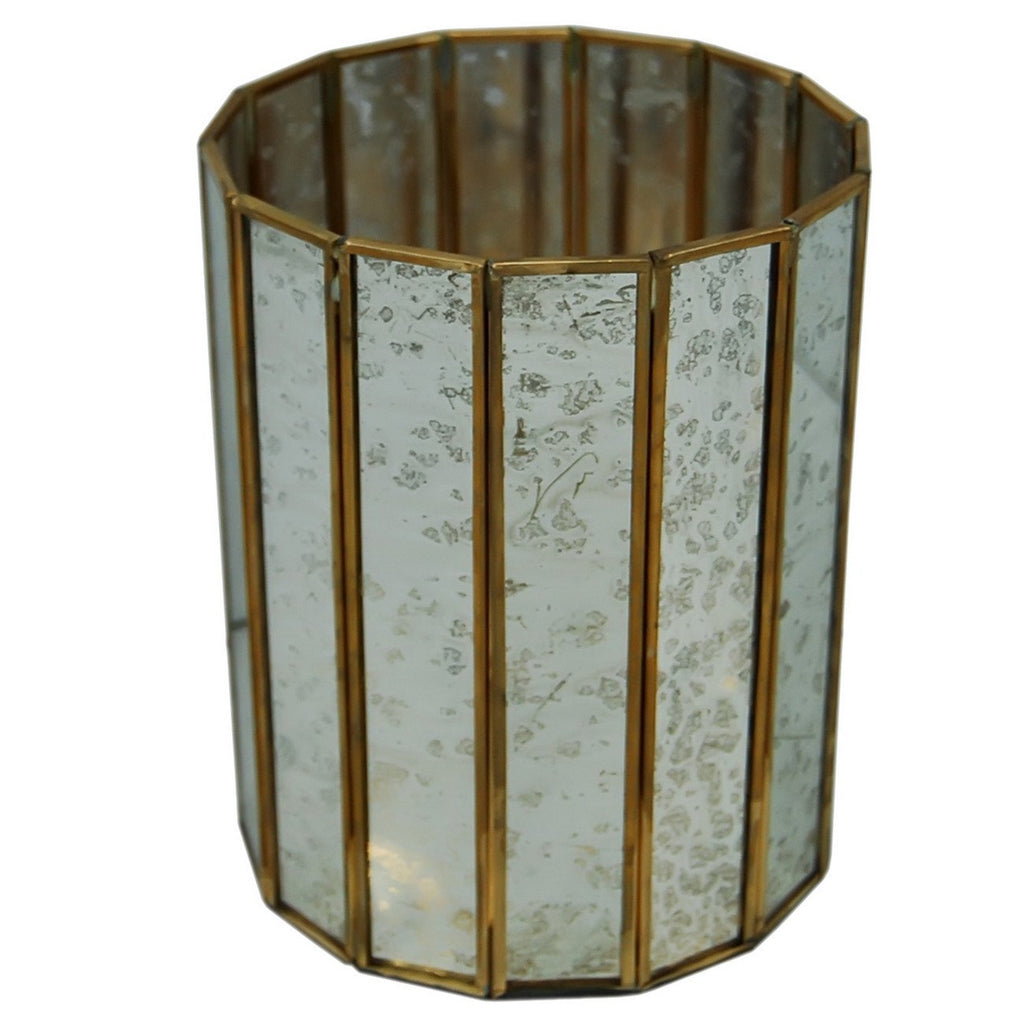 A&B Home Glass & Brass Candle Holder - Set Of 2