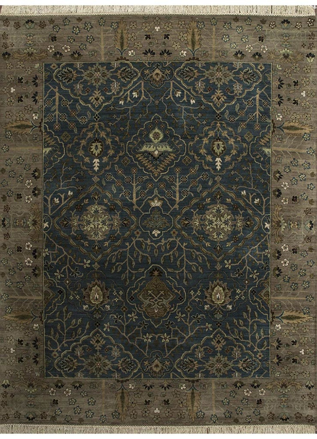 Allegro Teal Blue/Gray Brown Rug