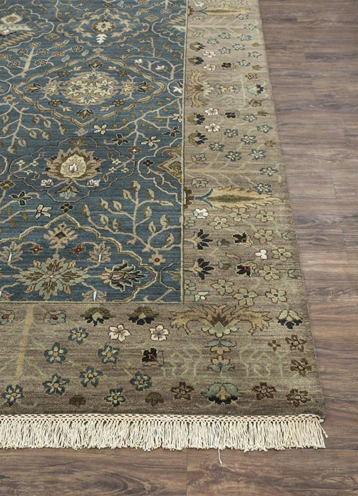 Allegro Teal Blue/Gray Brown Rug