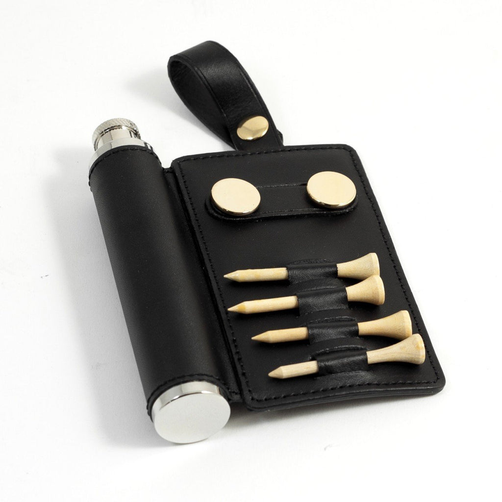 Bey-Berk Golf Bag Tag In Black Leather