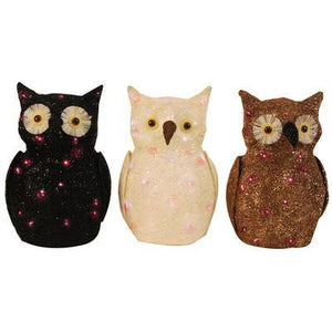 A&B Home Holiday Owl With Light - Set Of 3
