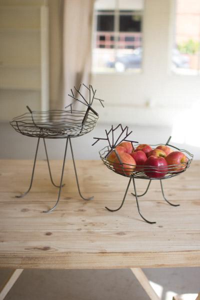 Set Of 2 Round Wild Wire Deer Bowls