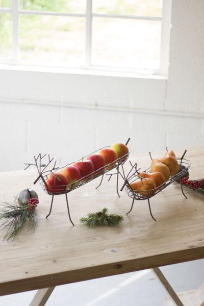 Set Of 2 Wild Wire Oval Deer Baskets