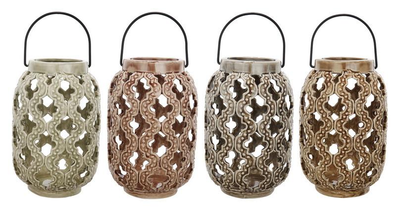 A&B Home Multicolor Ceramic Lantern - Set Of 4