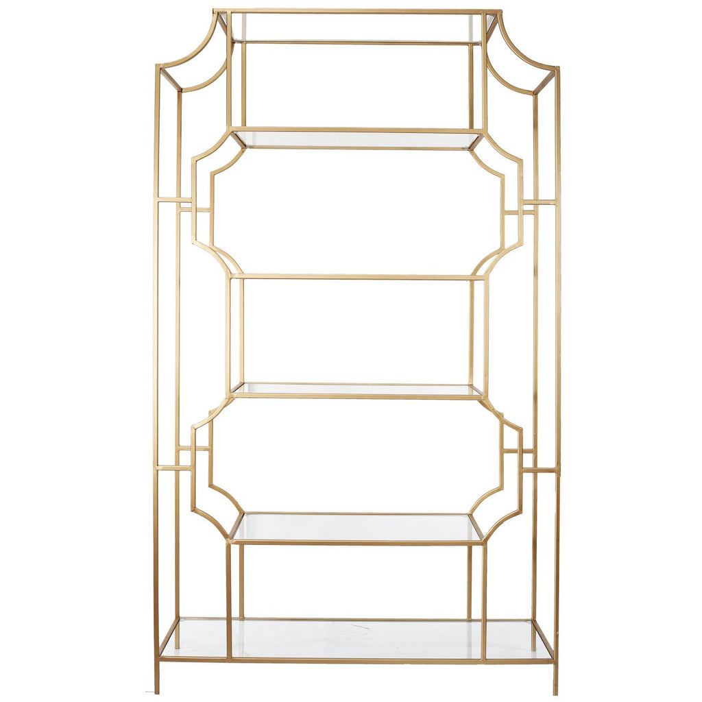 A&B Home Glass/Metal Etagere With Gold Finish