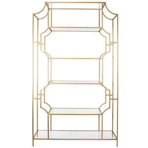A&B Home Glass/Metal Etagere With Gold Finish