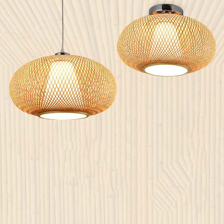 Bamboo Wicker Rattan Pendant Light Fixture Hanging Ceiling Lamp