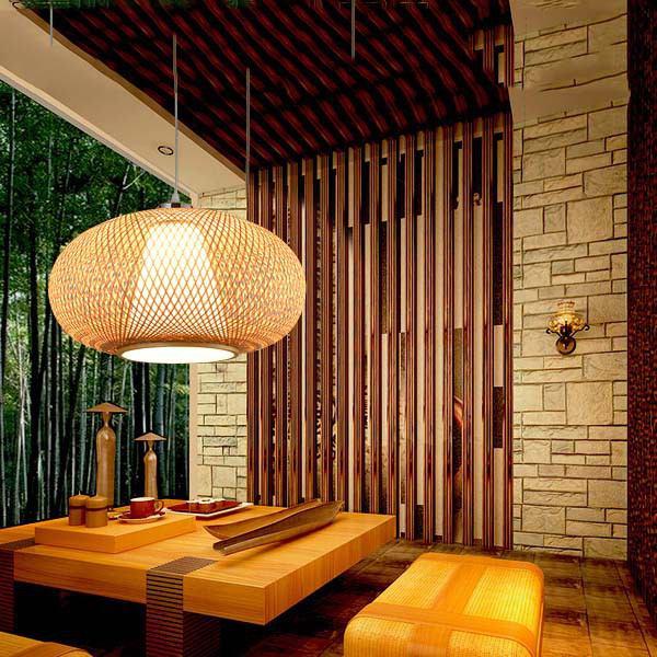 Bamboo Wicker Rattan Pendant Light Fixture Hanging Ceiling Lamp