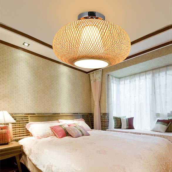 Bamboo Wicker Rattan Pendant Light Fixture Hanging Ceiling Lamp