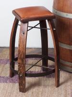 2-Day Designs 26 Stave Stool W/ Tan Leather Seat