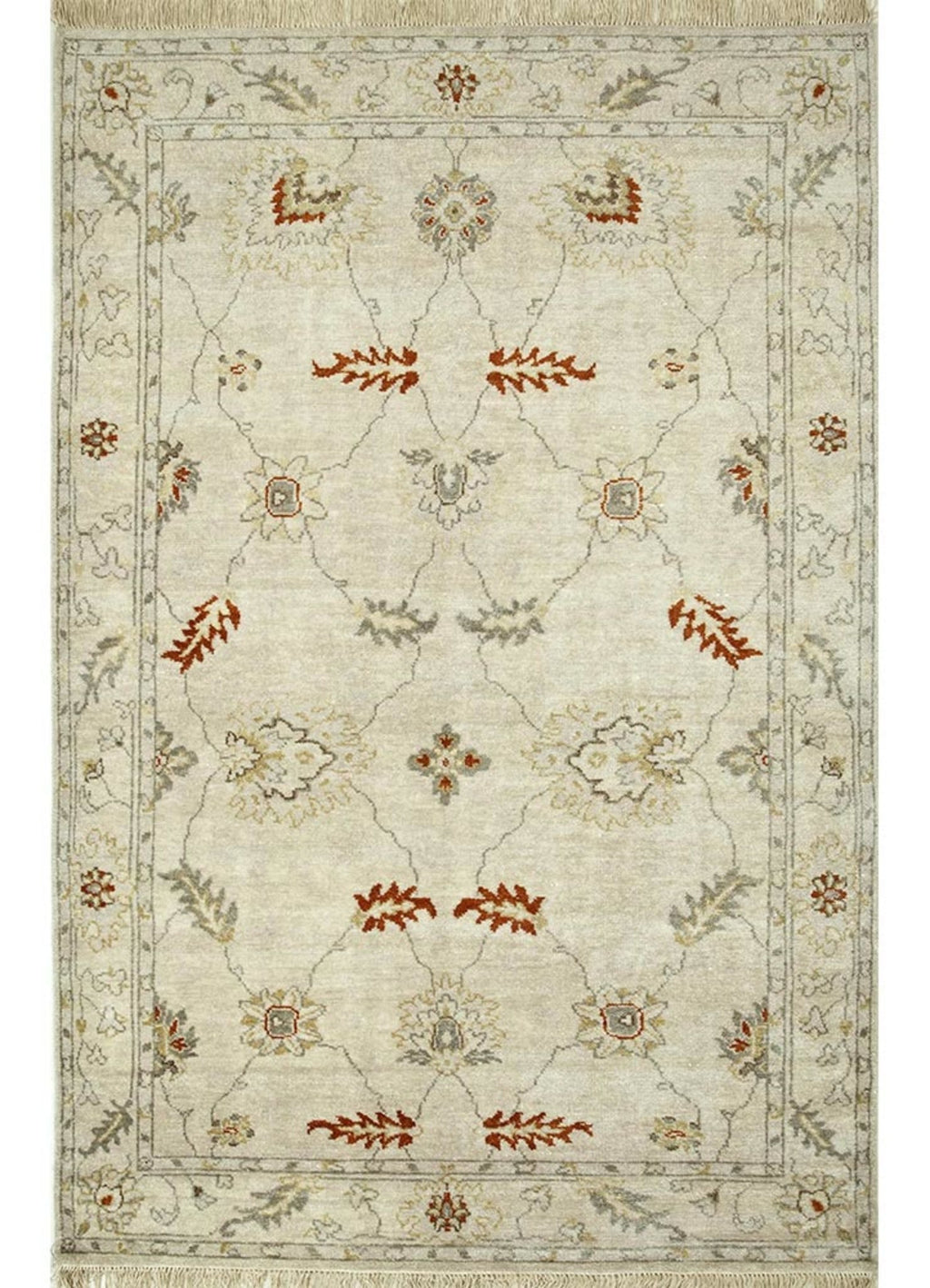 Streco Creamy White/Red Orange Traditional Rug
