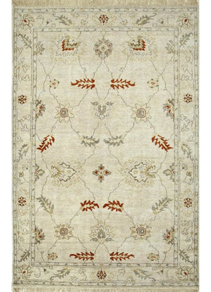 Streco Creamy White/Red Orange Traditional Rug