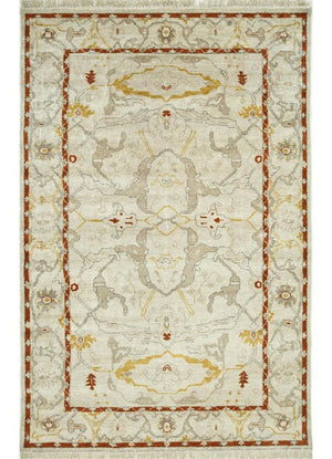 Streco Creamy White/Red Orange Traditional Rug