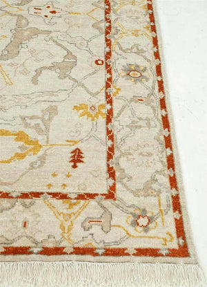Streco Creamy White/Red Orange Traditional Rug