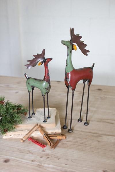 Set Of 2 Recycled Iron Deer