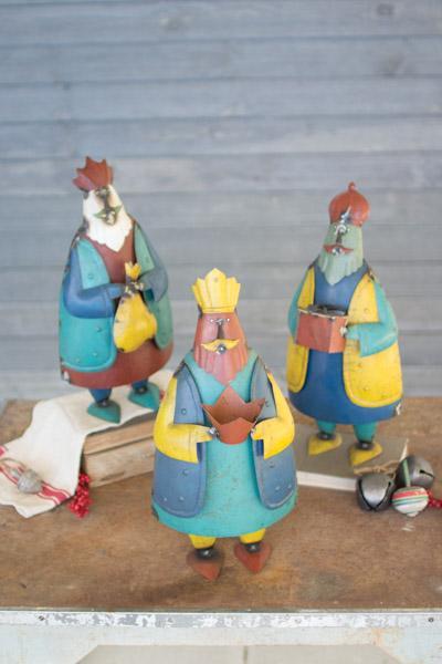 Set Of 3 Large Recycled Iron Kings