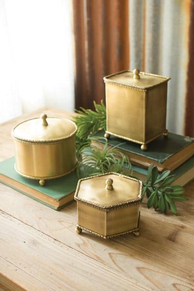 Set Of 3 Brass Boxes
