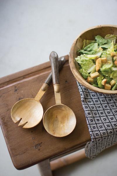 Set Of 2 Wooden Salad Servers