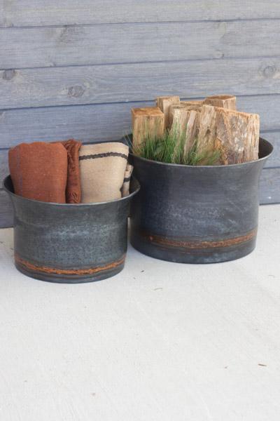 Set Of 2 Black Copper Containers
