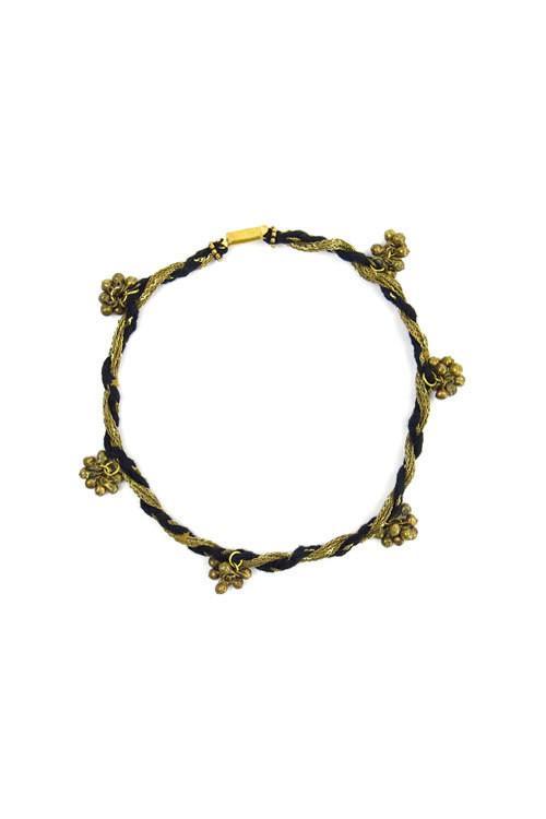 Black Cord Gold Metal Necklace Choker