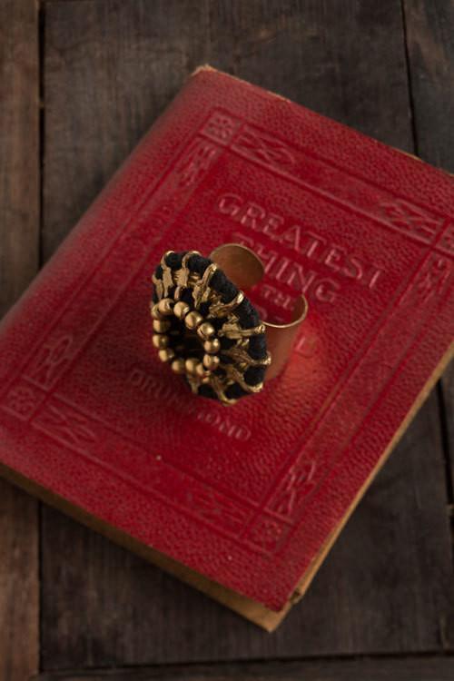 Black and Gold Adjustable Ring