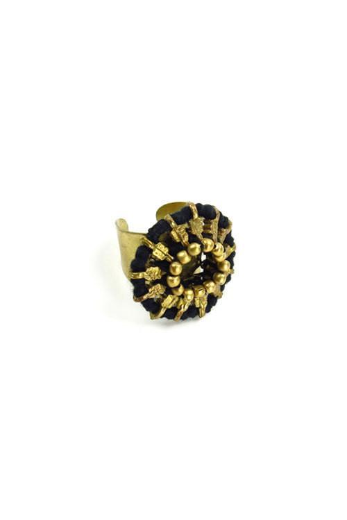 Black and Gold Adjustable Ring