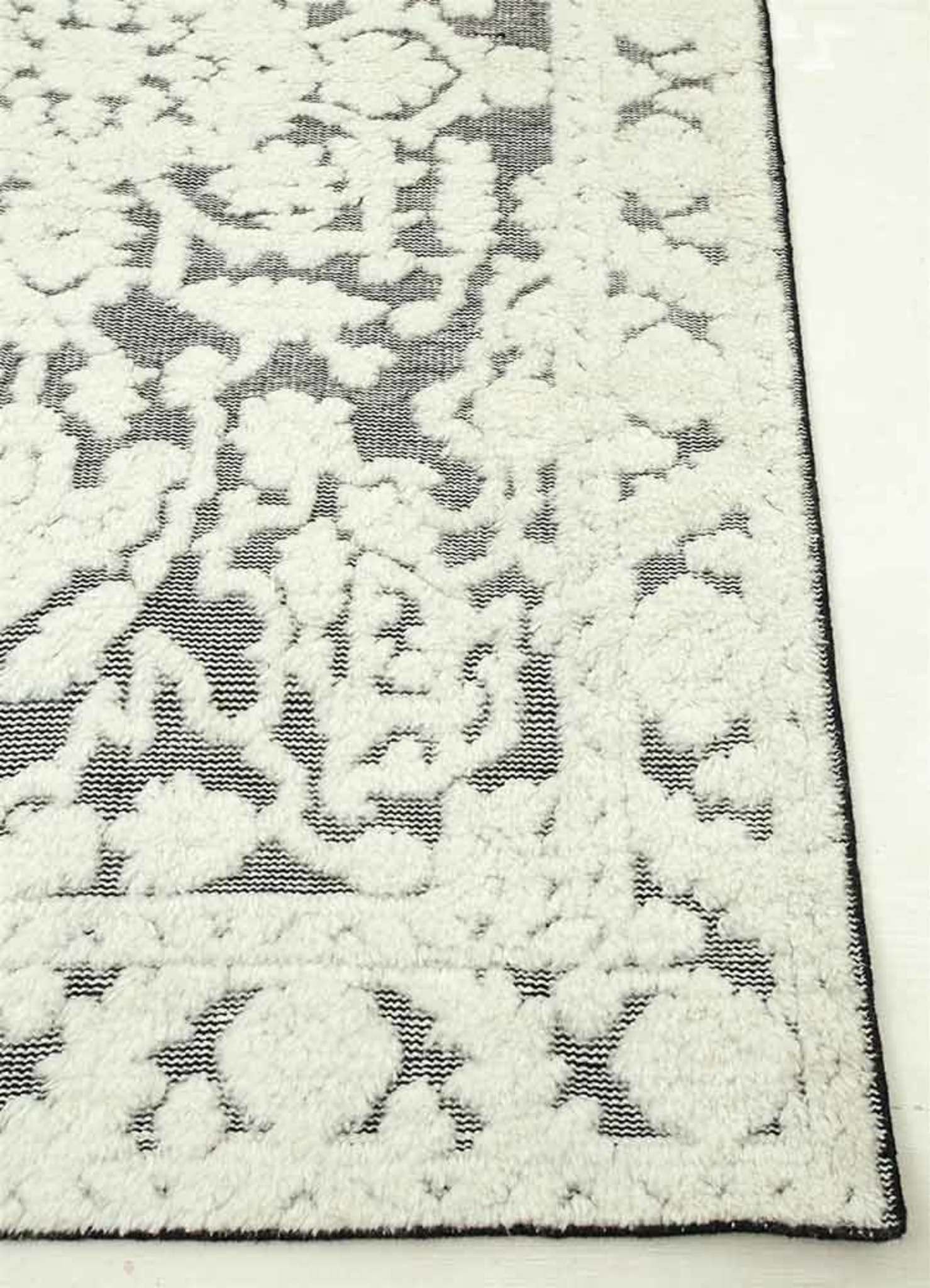 Shakur by Nikki Chu Ebony/Natural White Traditional Rug
