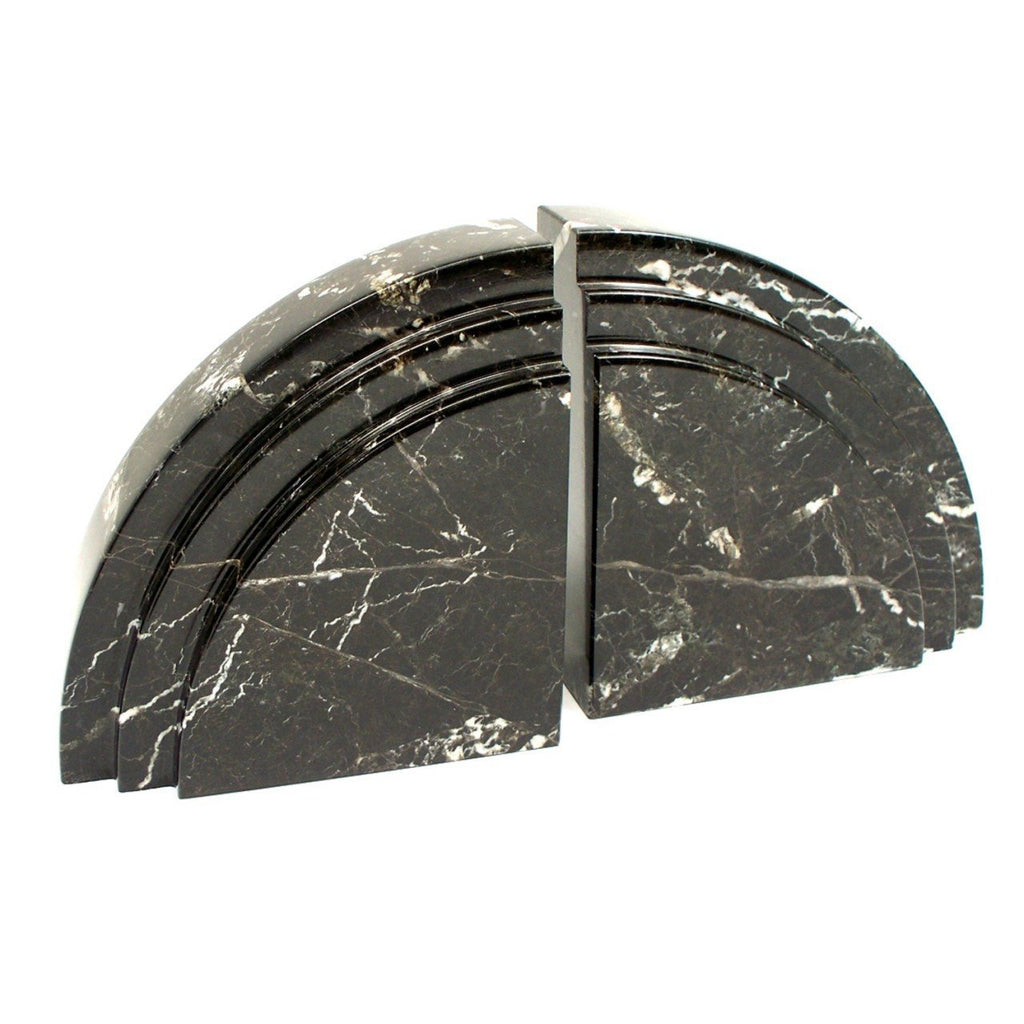 Bey-Berk Marble "Black Zebra" Bookends