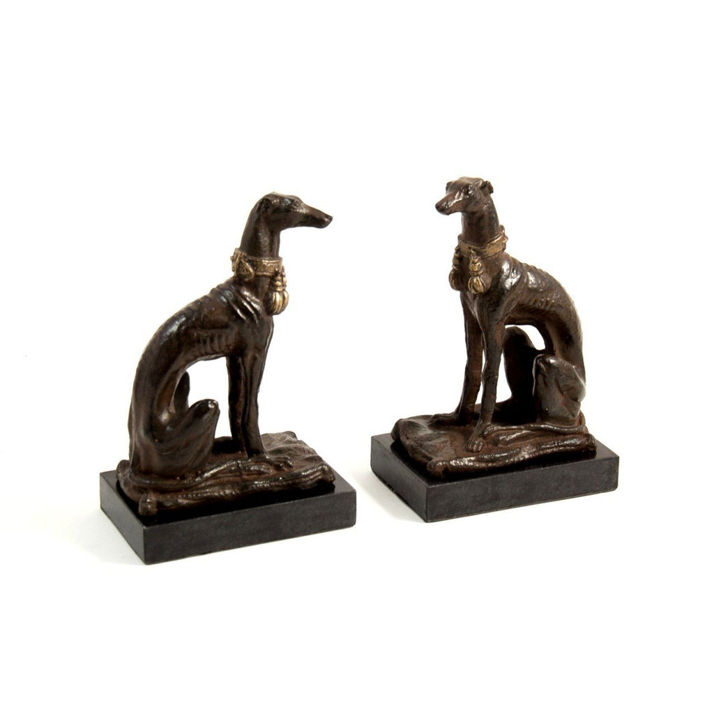 Bey-Berk Whippet Bookends On Marble Base
