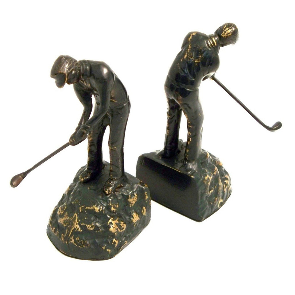 Bey-Berk Man Golfer Brass Bookends