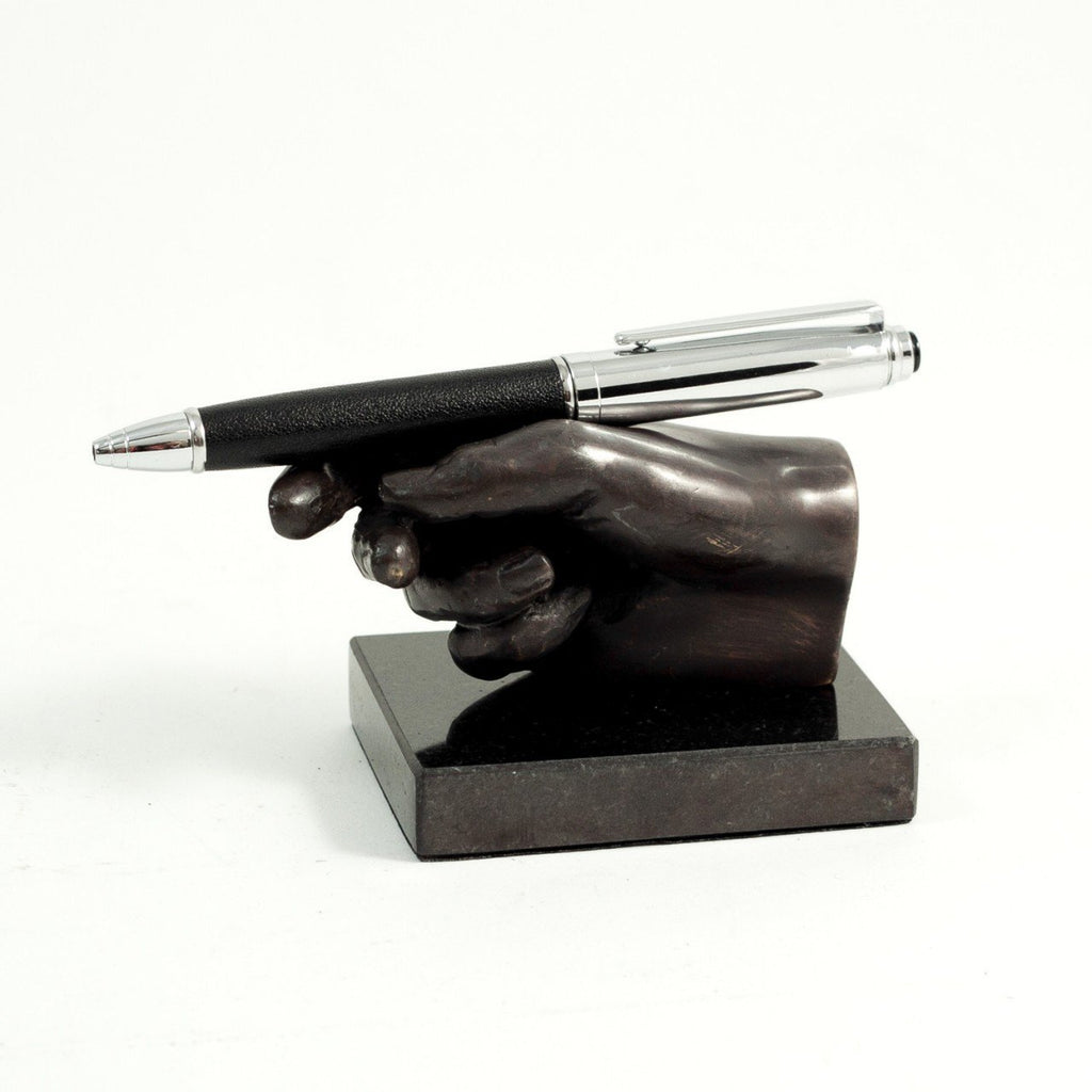Bey-Berk Hand Pen Holder On Marble Base