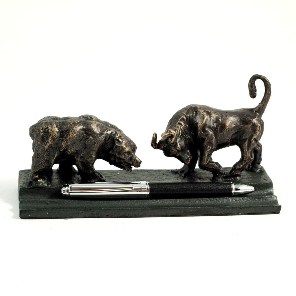 Bey-Berk Bull And Bear Double Pen Holder