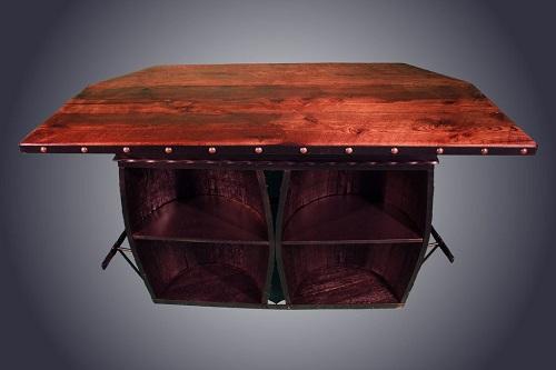 Antlerworx Split Whiskey Barrel Bar with Shelves (WB-1)