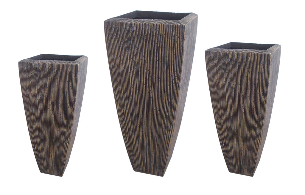 Screen Gems Sandstone Ribbed Long Square Planter - Set/3 - SGS3105-82