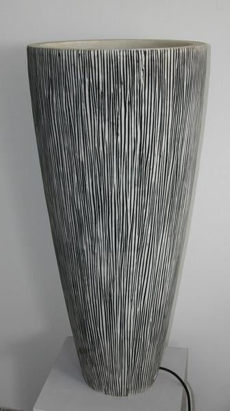 Screen Gems Sandstone Ribbed Finish, Long Conical Planter With Light - SGS3778LO