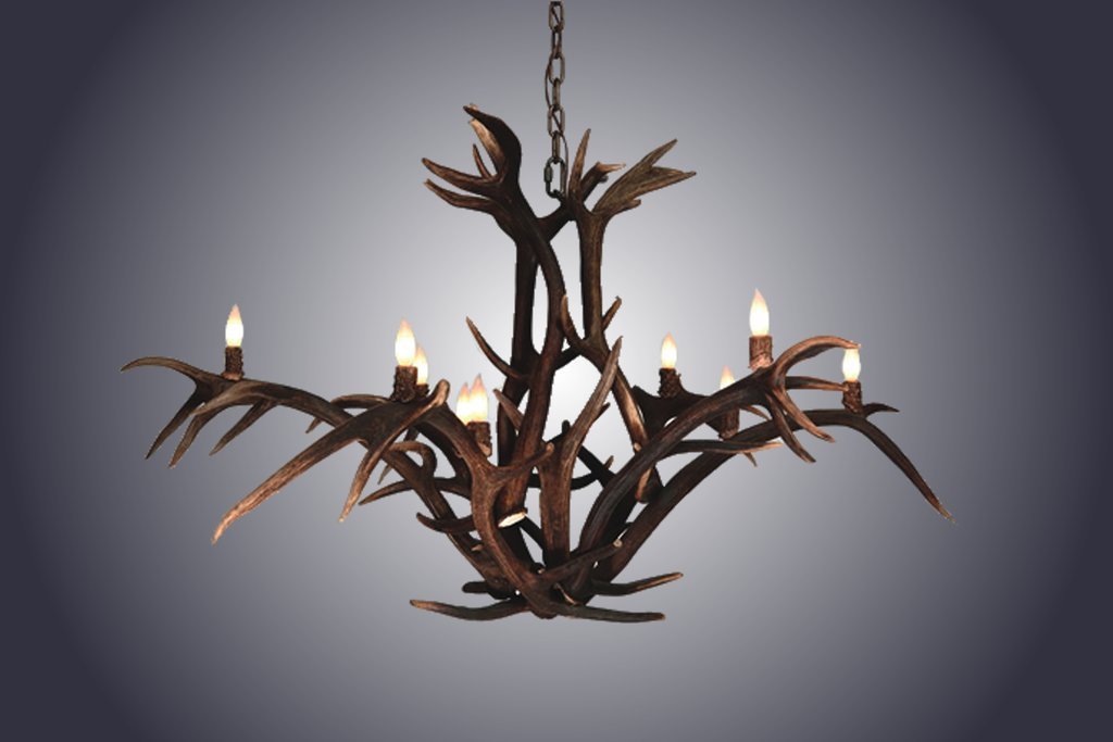 Antlerworx 12 Light Red Stag Antler Chandelier (SKU-111R)