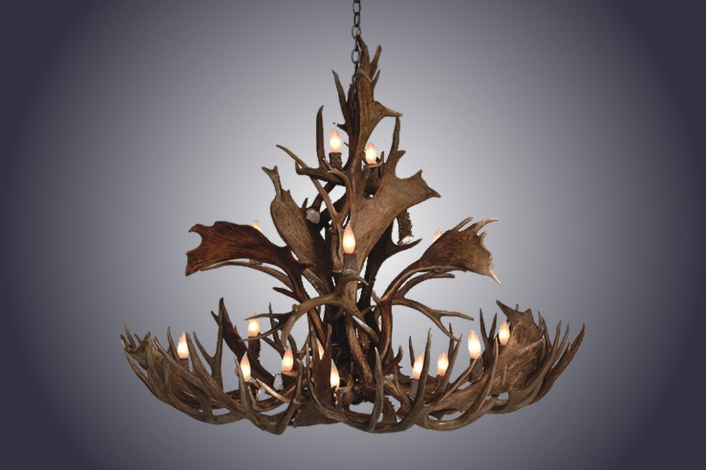Antlerworx 14 Light Small Mule/Fallow Cascading Antler Chandelier (SKU-145S)