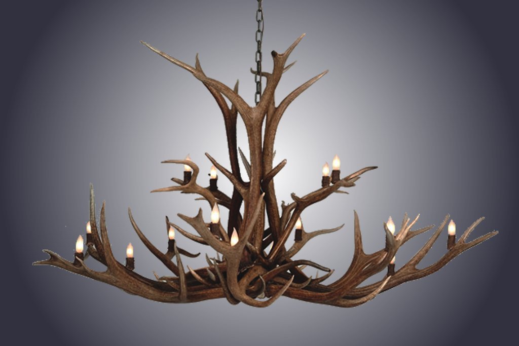 Antlerworx 16 Light Double Tier Elk Antler Chandelier (SKU-90)