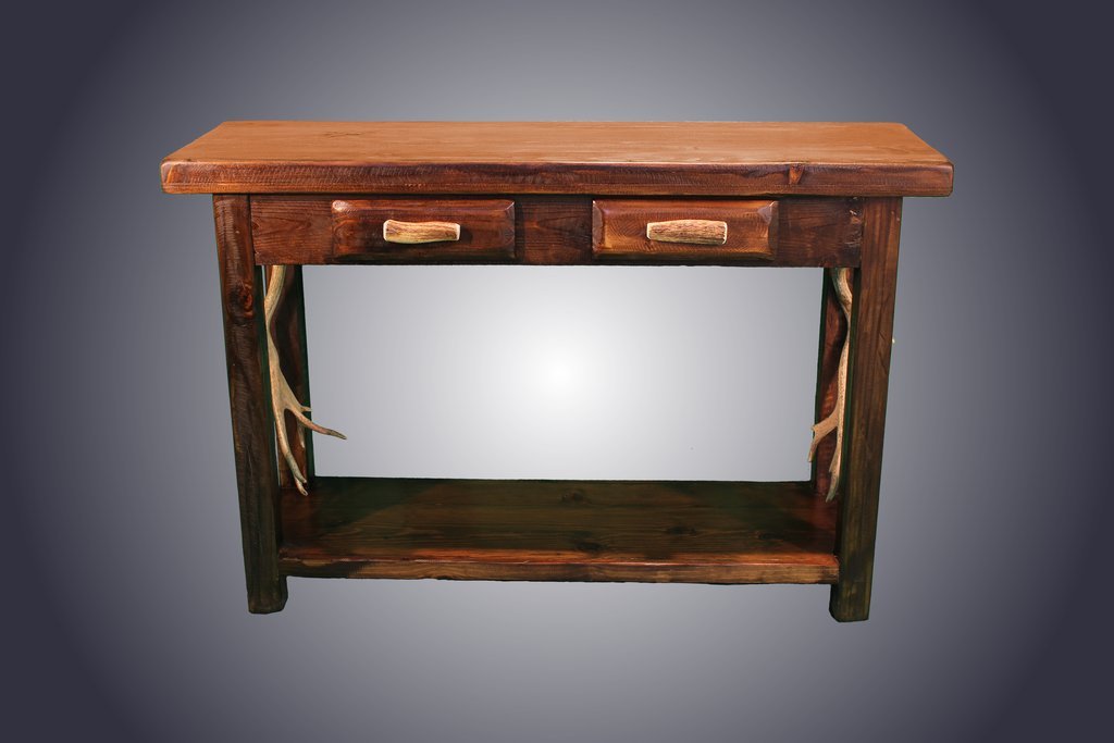 AntlerWorx Pine Sofa Table with Antler Handles and Antler Accents (ST-6)