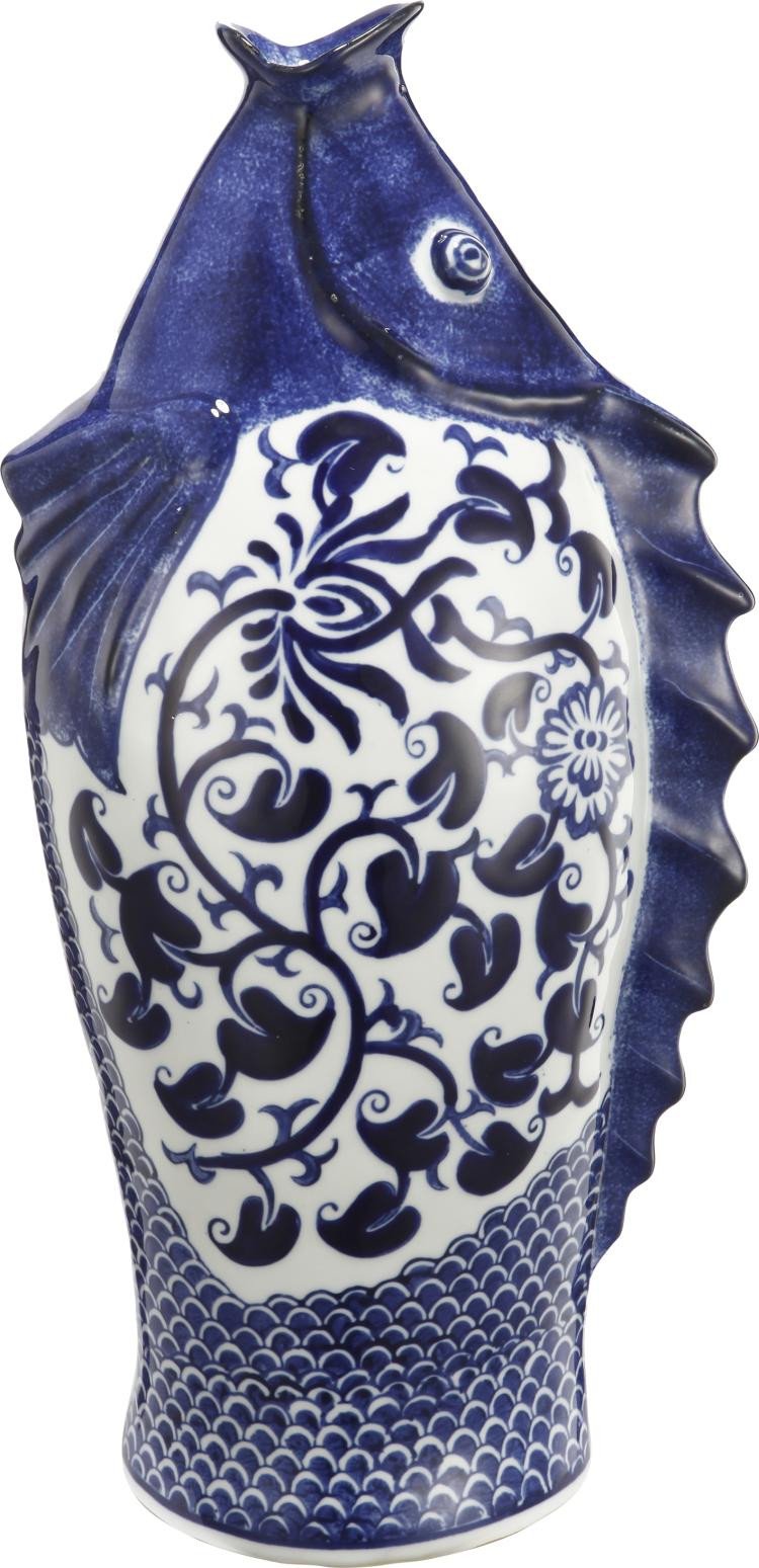 A&B Home Blue & White Fish Vase - Set Of 2