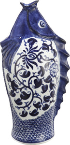 A&B Home Blue & White Fish Vase - Set Of 2