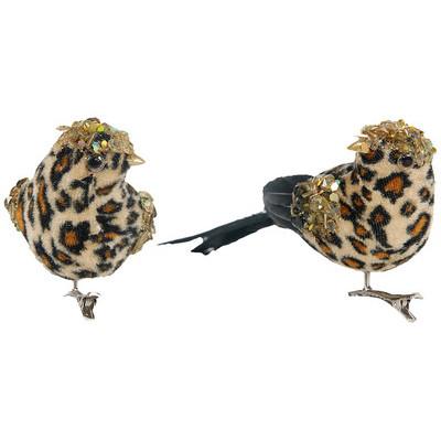 A&B Home Clipped Leopard Bird Ornament - 2 Pc/Box - Set of 4