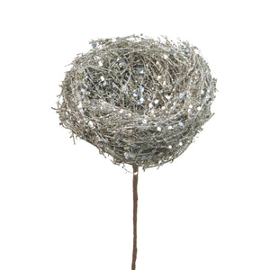 A&B Home Holiday Decor Glitter Bird Nest Pick - Set of 12